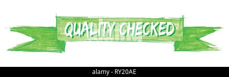 quality checked hand painted ribbon sign Stock Vector
