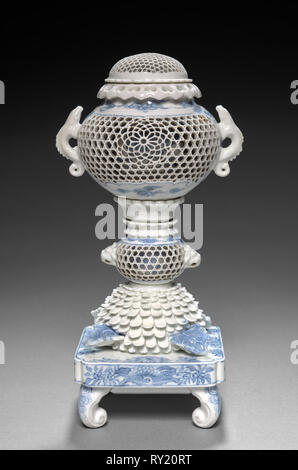 Incense Chalice and Cover, 18th century. Japan, Edo Period (1615-1868). Porcelain; overall: 24.2 cm (9 1/2 in Stock Photo