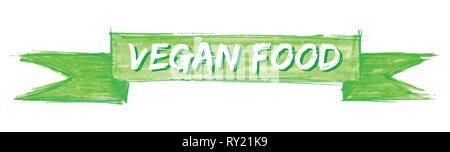 vegan food hand painted ribbon sign Stock Vector