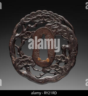 Sword Guard, late 18th century. Masashige (Japanese). Iron; diameter: 7 cm (2 3/4 in Stock Photo