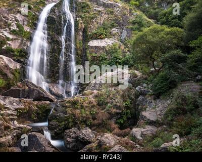 Waterfall of the Belelle River ('Fervenza do Rio Belelle'), Ferrol, Galicia Stock Photo