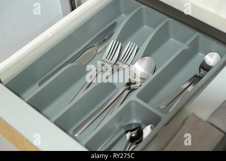 Cutlery drawer Stock Photo