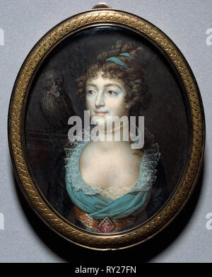 Portrait of Mademoiselle Marie-Anne Adelaide Le Normand, c. 1793. François Dumont (French, 1751-1831). Watercolor on ivory in a silver gilt mount; framed: 8.4 x 6.9 cm (3 5/16 x 2 11/16 in.); unframed: 7.3 x 5.8 cm (2 7/8 x 2 5/16 in Stock Photo