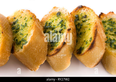 Garlic breads slice isolated on white background Stock Photo