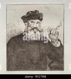 Le fumeur. Edouard Manet (French, 1832-1883). Etching Stock Photo