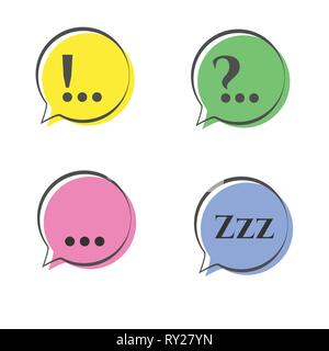 Speech bubble doodle stickers set with multiple colors - stock vector for design Stock Vector