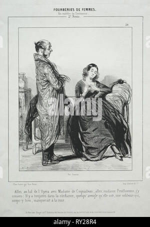 Fourberies de Femmes En Matière de Sentiment. Paul Gavarni (French, 1804-1866). Lithograph Stock Photo