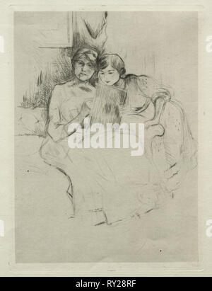 Sketching. Berthe Morisot (French, 1841-1895). Drypoint Stock Photo