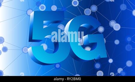 Abstract triangles shapes and 3d symbol of 5G technology Stock Vector