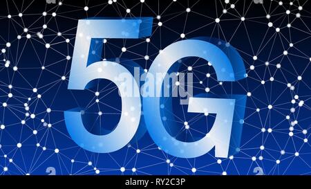 Cloud power in 5G network, vector 3d idea Stock Vector
