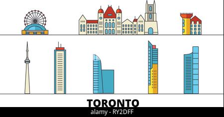 Outline Toronto Canada City Skyline with Colored Modern Buildings ...