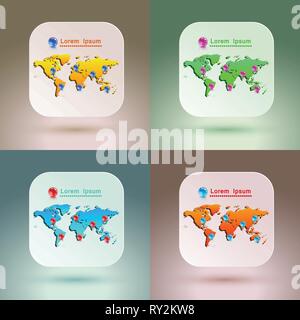 Set of map icons for application on soft background Stock Vector