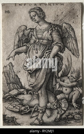 Misfortune. Hans Sebald Beham (German, 1500-1550). Engraving Stock Photo