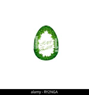 Abstract egg silhouette with Easter text isolated on white background Stock Vector