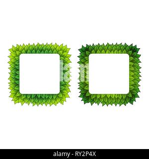 Two square leaves frames isolated on white background Stock Vector