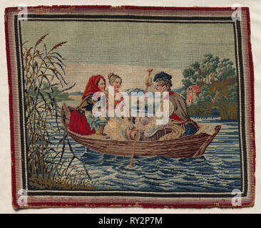 Embroidery Picture, 1850. America, 19th century. Embroidery: wool and silk; average: 28 x 34.3 cm (11 x 13 1/2 in Stock Photo