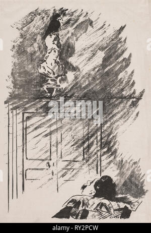 Illustration for The Raven by Edgar Allan Poe. Edouard Manet (French, 1832-1883). Lithograph Stock Photo