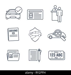 Drivers Test & License Icon Set and Web Header Banner Stock Vector
