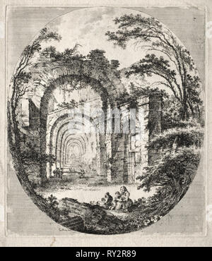 Ancient Ruins, 1756. Jean-Claude-Richard de Saint-Non (French, 1727-1791). Etching Stock Photo