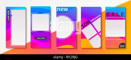 Set ot instagram templates for stories, sales, gifts. Backgrounds for your design, for social media landing page, website, mobile app and poster,flyer Stock Vector