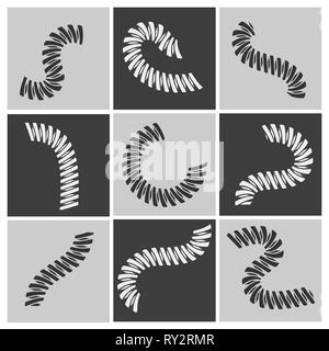 Flexible springs. Coil shape metal flexible wire set, spiral flexibility steel coils vector illustration Stock Vector