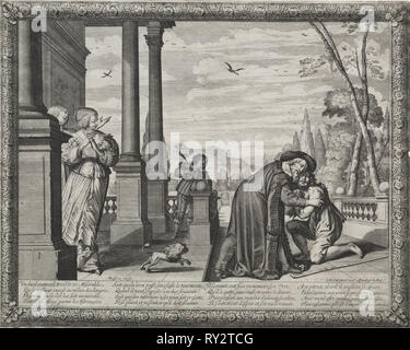 The Prodigal Son:  The Return of the Prodigal. Abraham Bosse (French, 1602-1676). Etching Stock Photo