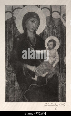 Old Italian Masters:  Madonna and Child, 1885. Timothy Cole (American, 1852-1931). Wood engraving Stock Photo