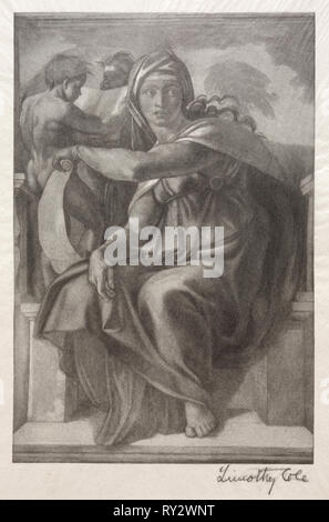 Old Italian Masters:  The Delphian Sibyl, 1890. Timothy Cole (American, 1852-1931). Wood engraving Stock Photo