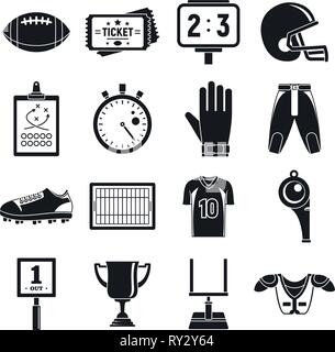 American football icons set. Simple set of american football vector icons for web design on white background Stock Vector