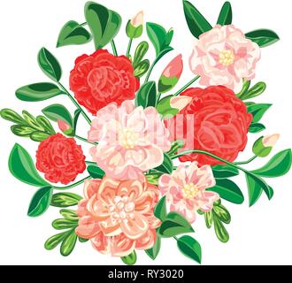 Camellia bouquet icon. Cartoon of camellia bouquet vector icon for web design isolated on white background Stock Vector