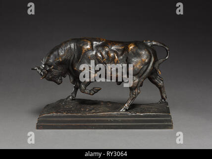 Bull, c. 1841. Antoine-Louis Barye (French, 1796-1875). Bronze; overall: 18.2 x 10.6 cm (7 3/16 x 4 3/16 in Stock Photo