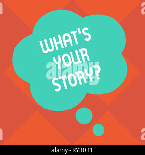 Handwriting text What S Your Storyquestion. Conceptual photo asking someone to tell me about himself Blank Color Floral Shape Thought Speech Bubble ph Stock Photo