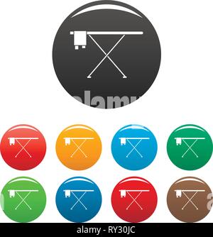 Ironing board icons set 9 color vector isolated on white for any design Stock Vector