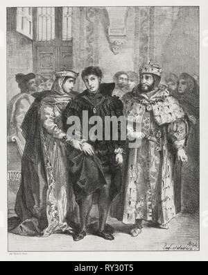 Hamlet, 1834. Eugène Delacroix (French, 1798-1863). Lithograph Stock Photo