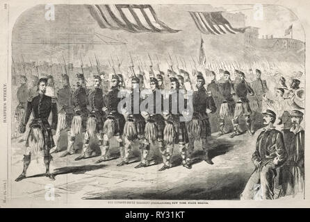 The Seventy-Ninth Regiment (Highlanders) New York State Militia, 1861. Winslow Homer (American, 1836-1910). Wood engraving Stock Photo