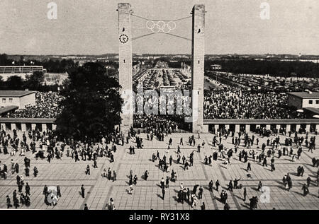 1936 Olympic Games Berlin - the East Gate of the Olympic Stadium on August 1 1936 the First Day of the Berlin Games Stock Photo