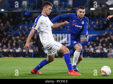 LONDON, ENGLAND - MARCH 7, 2019: Mateo Kovacic of Chelsea pictured during the first leg of the 2018/19 UEFA Europa League Last 16 Round game between Chelsea FC (England) and Dynamo Kyiv (Ukraine) at Stamford Bridge. Stock Photo