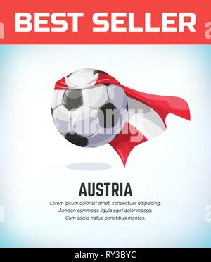 Austria football or soccer ball. Football national team. Vector illustration. Stock Vector