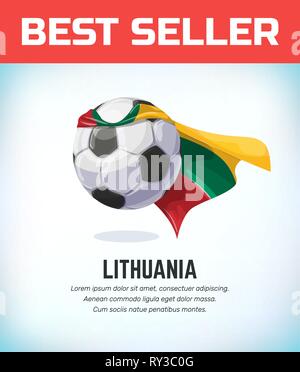 Lithuania football or soccer ball. Football national team. Vector illustration. Stock Vector