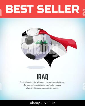 Iraq football or soccer ball. Football national team. Vector illustration. Stock Vector
