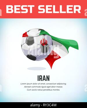 Iran football or soccer ball. Football national team. Vector illustration. Stock Vector