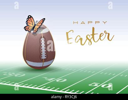 Happy Easter. Easter egg in the form of a football ball with Butterfly. Vector illustration. Stock Vector