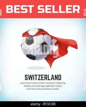Switzerland football or soccer ball. Football national team. Vector illustration. Stock Vector