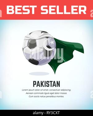 Pakistan football or soccer ball. Football national team. Vector illustration. Stock Vector