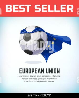 European Union football or soccer ball. Football national team. Vector illustration. Stock Vector