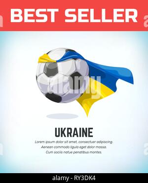 Ukraine football or soccer ball. Football national team. Vector illustration. Stock Vector