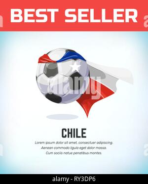 Chile football or soccer ball. Football national team. Vector illustration. Stock Vector