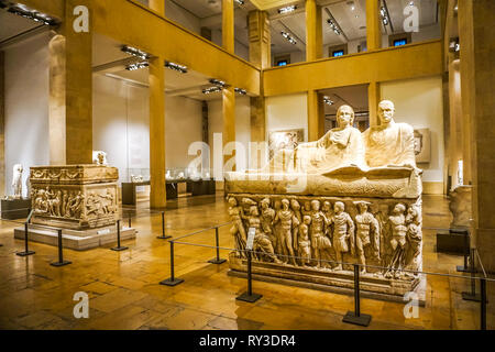 Beirut National Archeological Artifacts Museum Main Hall Stock Photo
