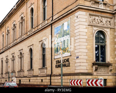 Karlsruhe, Germany - Oct 29, 2017: Staatliche Kunsthalle Karlsruhe State Art Gallery on Hans-Thoma-Strasse with Cezanne painter exibition banner  Stock Photo