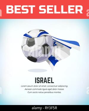 Israel football or soccer ball. Football national team. Vector illustration. Stock Vector
